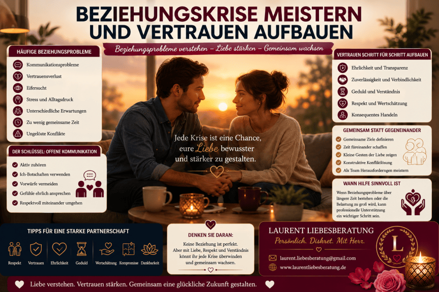 Beziehungsprobleme lösen – Paar baut Vertrauen durch offene Kommunikation, Respekt und gegenseitiges Verständnis wieder auf.
