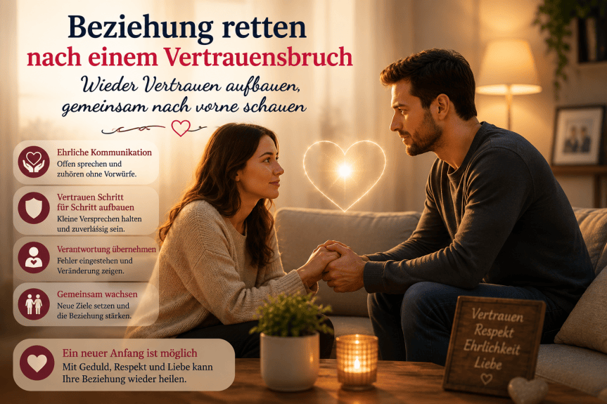 Ehe retten nach einem Vertrauensbruch – Ein Paar baut Vertrauen durch ehrliche Kommunikation, Respekt und gemeinsame Hoffnung wieder auf.
