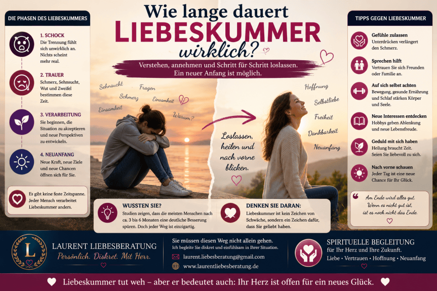 Liebeskummer überwinden – Die Phasen des Herzschmerzes verstehen und Schritt für Schritt Hoffnung, Heilung und einen Neuanfang finden.