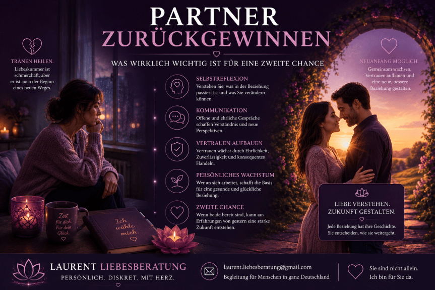 Partner zurückgewinnen – Symbolische Darstellung einer zweiten Chance in der Liebe mit Hoffnung, Vertrauen und persönlicher Entwicklung.
