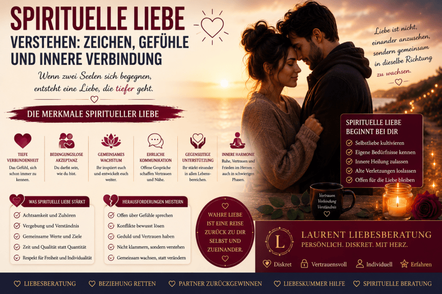 Spirituelle Liebe – Ein Paar erlebt eine tiefe emotionale und spirituelle Verbindung, geprägt von Vertrauen, Harmonie und gegenseitigem Wachstum.