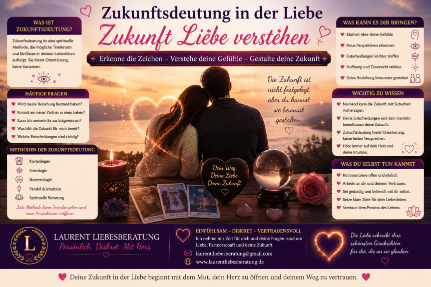 Zukunft Liebe – Spirituelle Zukunftsdeutung zur Orientierung in Liebe, Partnerschaft und persönlichen Entscheidungen.